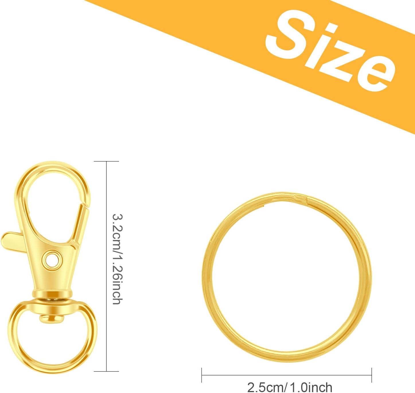 Acrylic Keychain Craft Kit with Gold Metal Clasp and Rings - 50PCS Set - Image 4