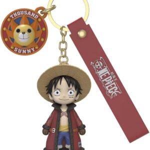Anime Figure Keychain: One Piece Luffy PVC Collectible Keychain with Wristlet Lanyard
