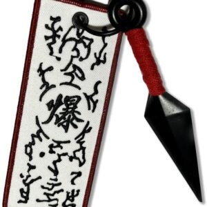 Anime Katana Keychain: Black Paper Seal Jet Tag Accessory