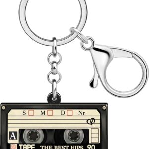 90s Mini Boombox Keychain Retro Music Tape Charm