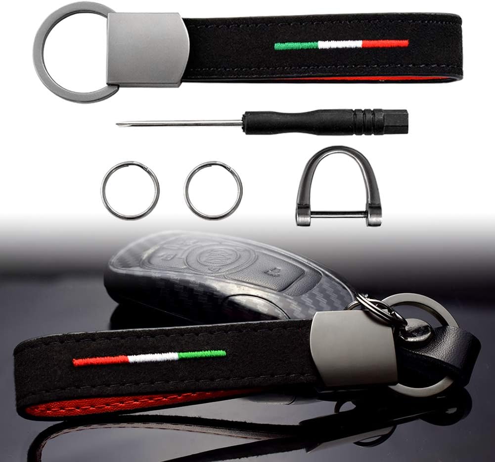 Alcantara Italian Flag Keychain Ring - Image 2
