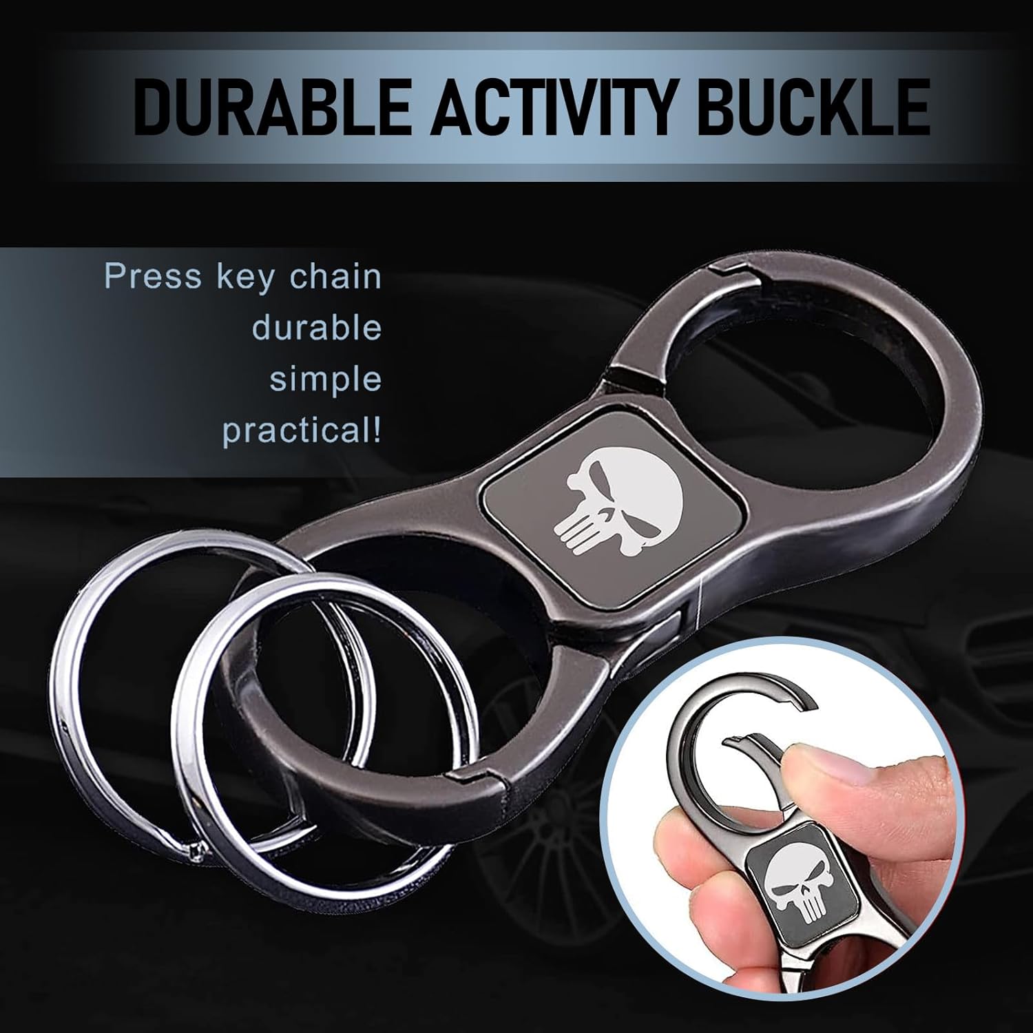 Alexander McQueen Skull Keychain Set with Quick Release Zinc Alloy Detachable Rings - Image 3