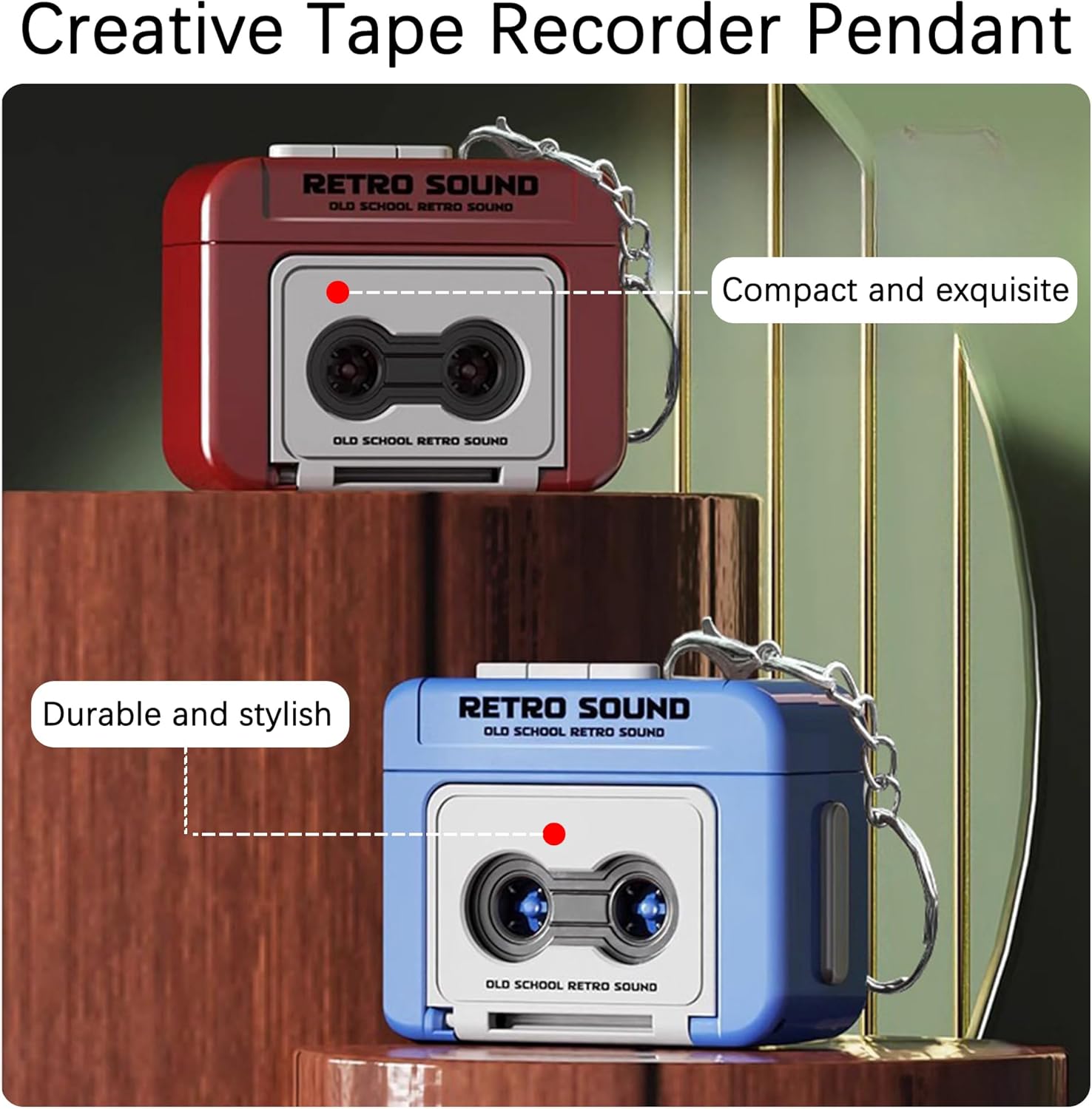 90s Music Keychain: Retro Tape Recorder Duo - Image 2