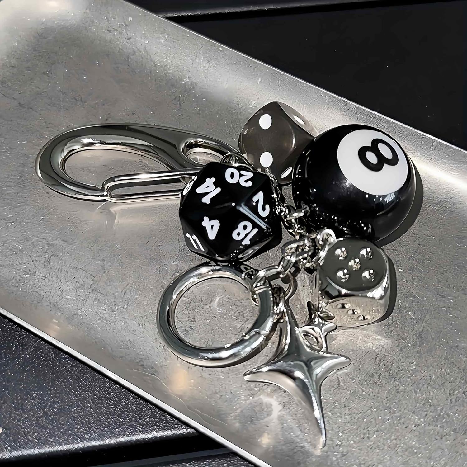 AirPod Holder Keychain: Y2K Billiard Star Charm - Image 4