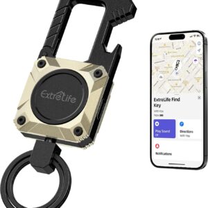 Champagne Gold Keychain Pro: Find My Tracker & Bottle Opener Combo