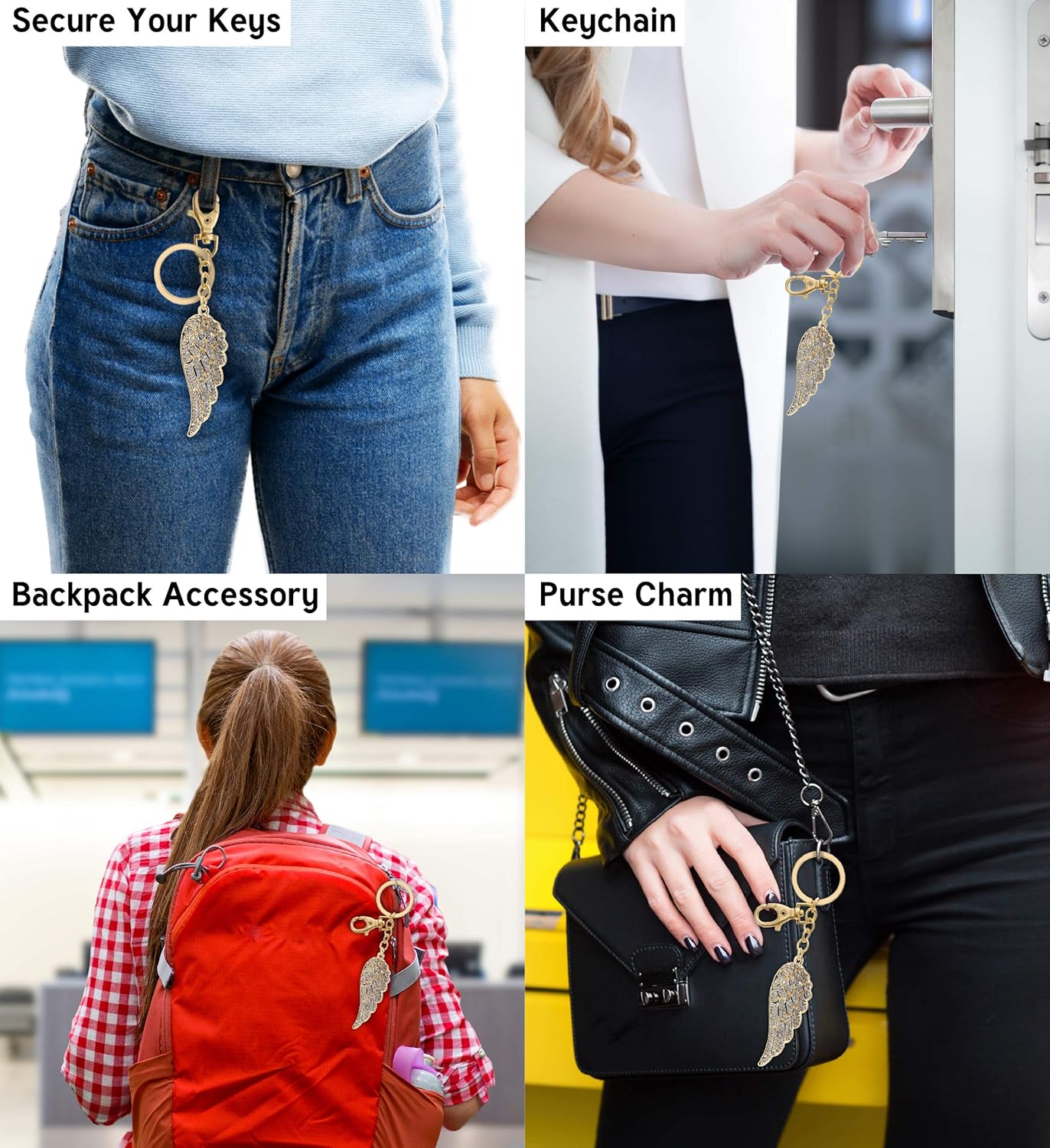 Angel Wing Keychain Bling Charm - Image 3