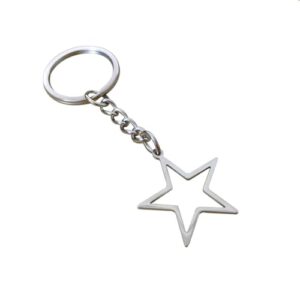 Silver Hollow Star Keychain Pendant Keyring Long Distance Friendship Jewelry for Men…