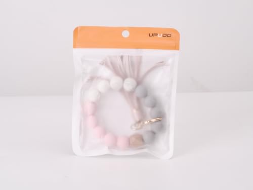 UpUDo Keychain Bracelet Wristlet, Silicone Beaded Key Ring Bracelet with Card Wallet,… - Image 8
