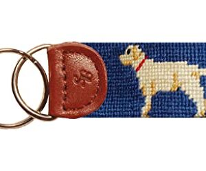 Smathers & Branson Yellow Lab Needlepoint Key Fob in Blue