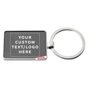 DISCOUNT PROMOS Custom Two Tone Rectangular Metal Keychains Set of 10