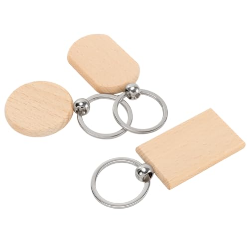 TAICHEUT 60 Pieces Wooden Keychain Blanks with Storage Box, Laser Engraving Unfinished… - Image 5