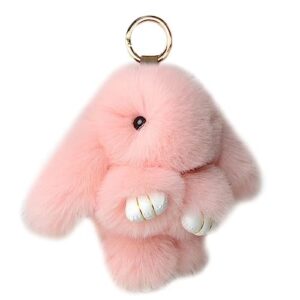 jtkdxqs Soft Cute Bunny Keychain Artificial Rabbit Fur Plush Fluffy Pom pom…