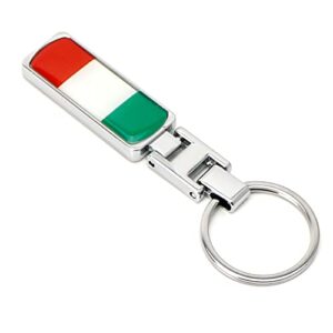 iJDMTOY Italian Flag Design Green/White/Red Color Stripe Chrome Badge Keychain Ring Compatible…