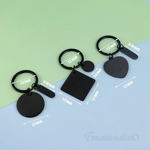 Framendino, 30 Pack Black Engravable Keychains Blank Laser Engraving Metal Key Ring… - Image 2