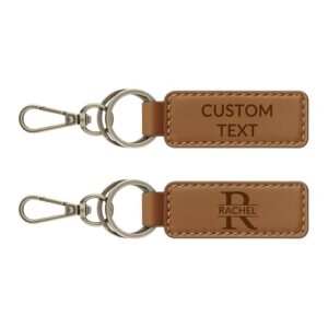 JUBOPE Personalized Leather Keychain, Custom Double