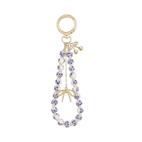 chorfla Cherry Keychain Wristlet Bag Charms for Women,Beaded Bow Keychain Wristlet Key…