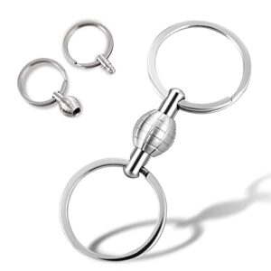 JEINAPA 316L Stainless Steel Quick Release Keychain, Pull Apart Detachable Double