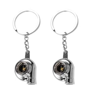 SUPVOX 2pcs Turbo Keychain, Zinc Alloy Turbocharger Keyrings, Silver Car Keychain for…