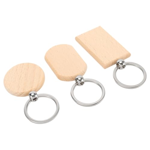 TAICHEUT 60 Pieces Wooden Keychain Blanks with Storage Box, Laser Engraving Unfinished… - Image 6