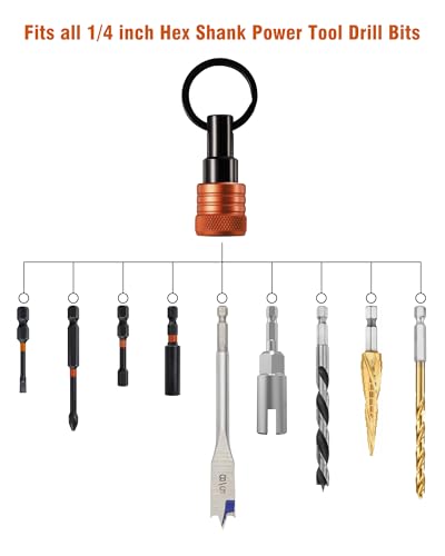 Bit Holder Key Chain 12 Pcs Set, 1/4 inch Socket Hex Shank… - Image 3