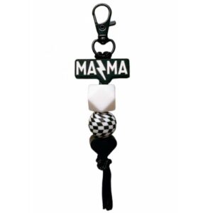 Jgrprlq Mama Keychain Checkered Black Mom Key Ring for Car Keys Purse…