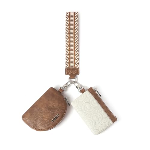 CLUCI Keychain Wallet for Women PU Leather Coin Purse Detachable Dual Pouch…