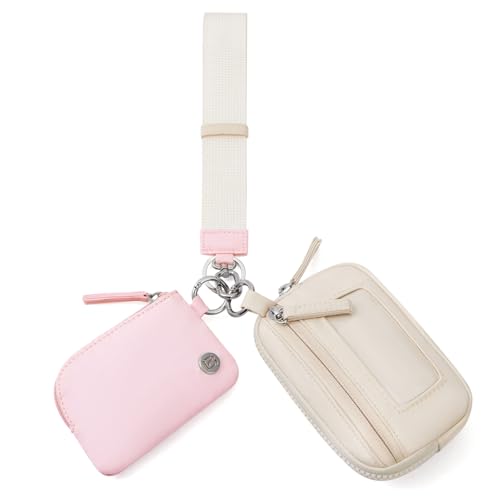 POIUGOYA Keychain Wristlet Wallet,Dual Pouch Wristlet Portable,Nylon RFID Coin Purse Small Wallet…