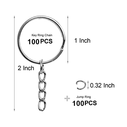 REEMTOO 50PCS Bulk Keychains, 1 Inch Key Rings and Chain - Image 2