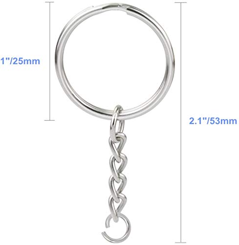 50 Pcs NANSSY 1 Inch/25mm Split Keyrings with Chain Silver Keychain Ring,… - Image 3