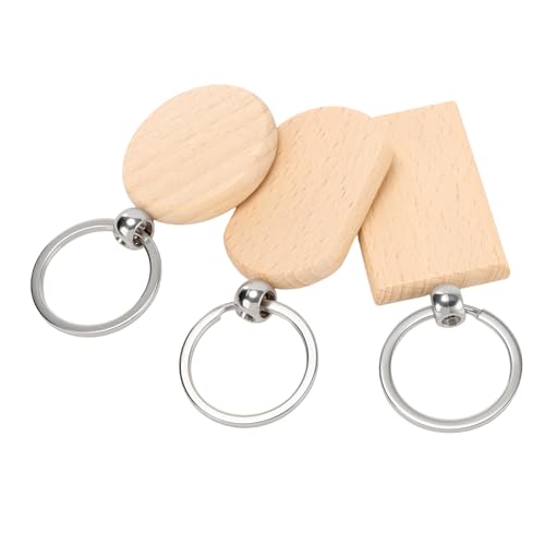 TAICHEUT 60 Pieces Wooden Keychain Blanks with Storage Box, Laser Engraving Unfinished… - Image 4