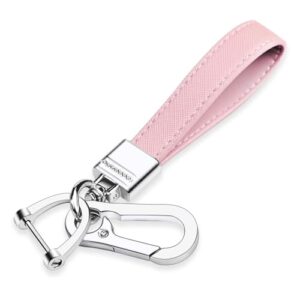 QBUC Genuine Leather Car Keychain,Universal Heavy Duty Metal Key Chain Accessories,Car Fob…