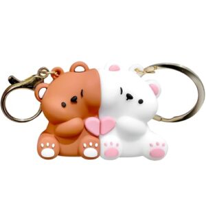 Bear Couple Keychain, Matching Keychains Valentines Day Cute Couple Gifts for Girlfriend…
