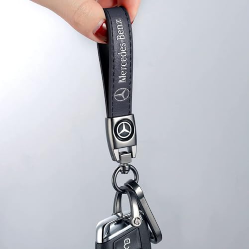 Genuine Leather Car Key Chain for Mercedes Benz AMG A - Image 3