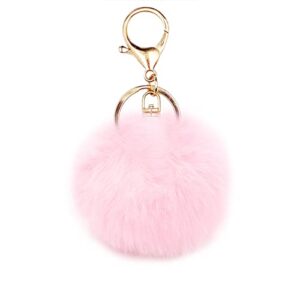 jtkdxqs Pom Pom Keychain Soft Artificial Rabbit Fur Plush Fluffy Ball Key…