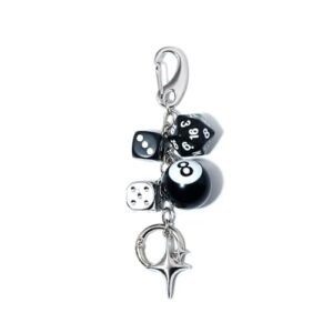 SORGERLY 8 Ball Dice Charm Keychain