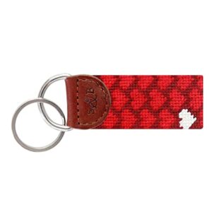 Smathers & Branson Heart Pattern Needlepoint Key Fob in Garnet