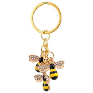 Xthrotsenk Bee Keychain Women Keychain Charms Honey Bee Keyrings Accessory Queen Cute…