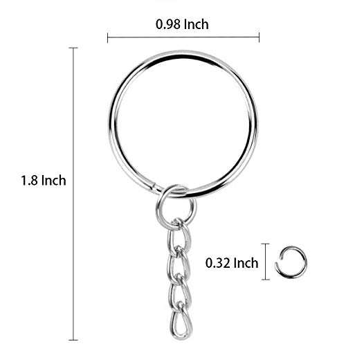 KANSPHY 100 Pack Key Ring with Chain and Open Jump,1 inch Split… - Image 2
