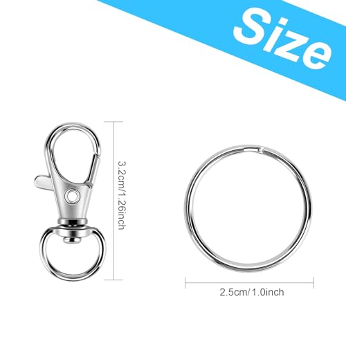 50PCS Metal Lobster Claw Clasp with Key Rings, 25PCS Keychains Clips Hooks… - Image 4
