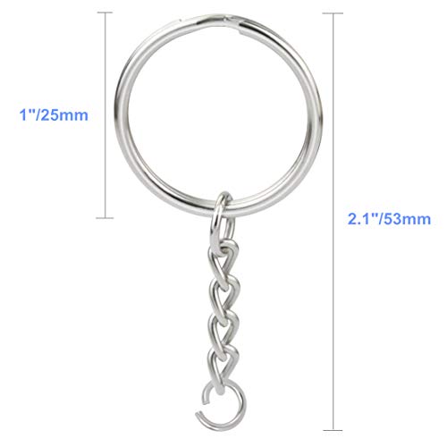 150 Pcs NANSSY 1 Inch/25mm Split Keyrings with Chain Silver Keychain Ring,… - Image 3