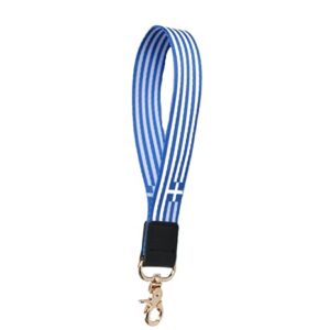 Greece Flag Keychain,Greek Wristlet Strap Lanyard Keychain Holder with Key Ring Cell…