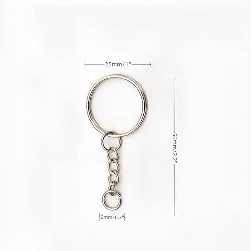 Premium Key Ring with Chain and Open Jump,50 Pack1 inch Split Round… - Image 2