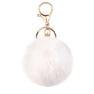jtkdxqs Pom Pom Keychain Soft Artificial Rabbit Fur Plush Fluffy Ball Key…