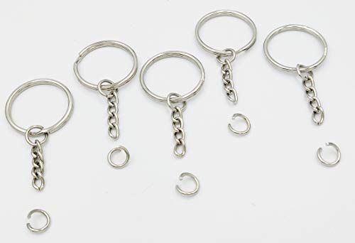 Key Ring with Chain and Open Jump Rings 1 inch, 50 Pack - Image 3