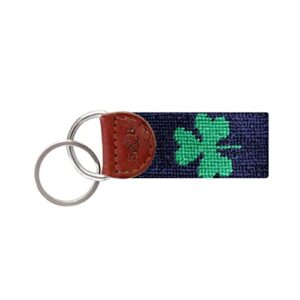 Smathers & Branson Shamrock Needlepoint Key Fob in Navy