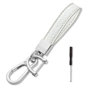 Leather Car Keychain, 360° Rotatable Snap Swivel Key Ring, Car Fob Key…