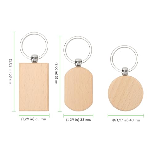 TAICHEUT 60 Pieces Wooden Keychain Blanks with Storage Box, Laser Engraving Unfinished… - Image 2