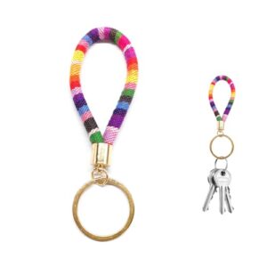 MUQIDA Bohemian Keychain, Handmade Boho Wristlet with Keyring, Hippie Woven Wrist Lanyard…