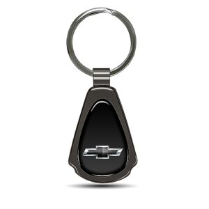iPick Image for Chevrolet Black Logo Dome Gunmetal Black Metal Teardrop Key…