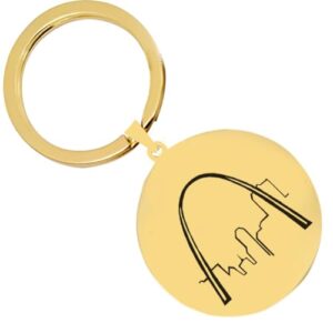 KOVEVE 2PCS Steel Gateway Arch St Louis Landmark Keychain Gold, Medium